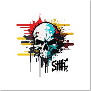 Graffiti Paint Skull Creative Posters and Art